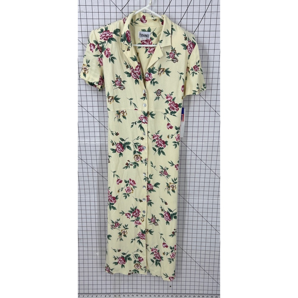 Periwinkle vintage Deadstock floral print button front Mitty maxi dress 14
